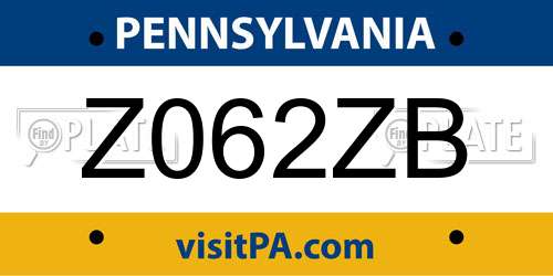 Z062ZB Pennsylvania License Plate