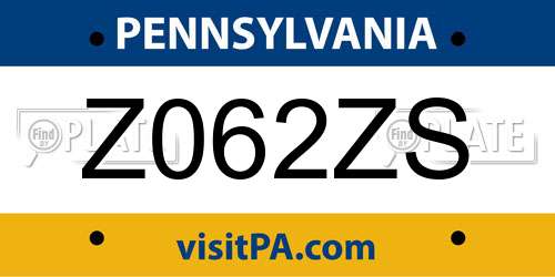 Z062ZS Pennsylvania License Plate