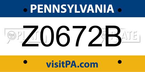 Z0672B Pennsylvania License Plate