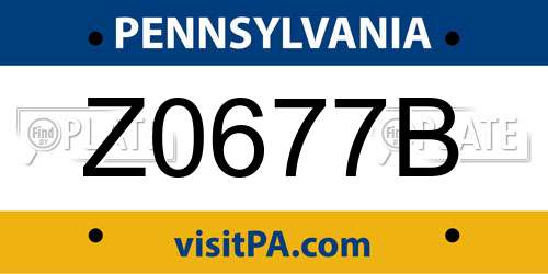 Z0677B Pennsylvania License Plate
