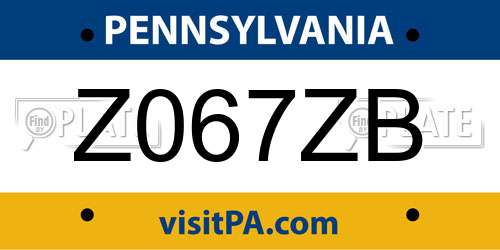 Z067ZB Pennsylvania License Plate