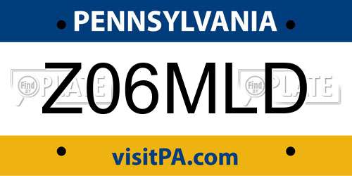 Z06MLD Pennsylvania License Plate