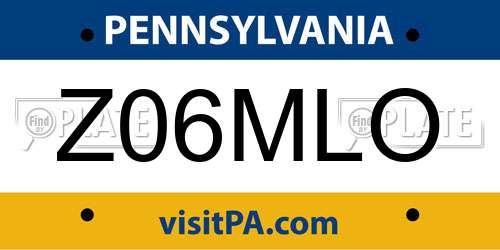 Z06MLO Pennsylvania License Plate
