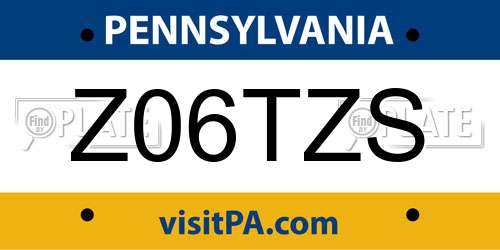 Z06TZS Pennsylvania License Plate