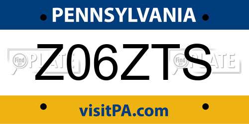 Z06ZTS Pennsylvania License Plate