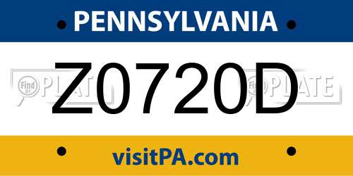 Z0720D Pennsylvania License Plate