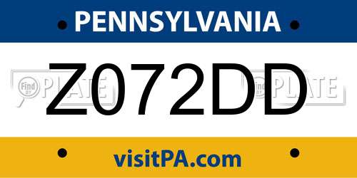 Z072DD Pennsylvania License Plate