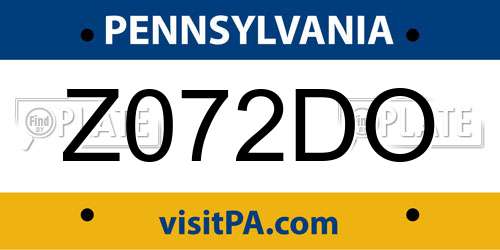 Z072DO Pennsylvania License Plate