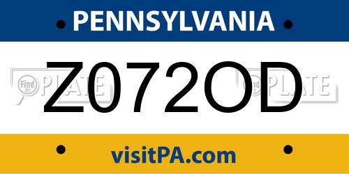 Z072OD Pennsylvania License Plate