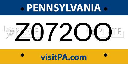 Z072OO Pennsylvania License Plate