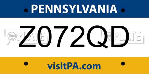 Z072QD Pennsylvania License Plate