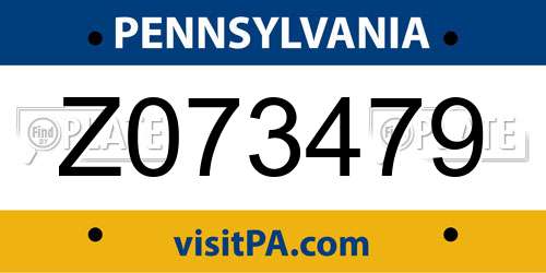 Z073479 Pennsylvania License Plate