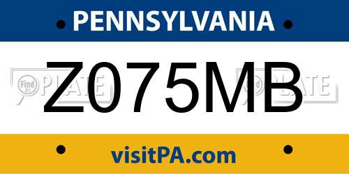 Z075MB Pennsylvania License Plate