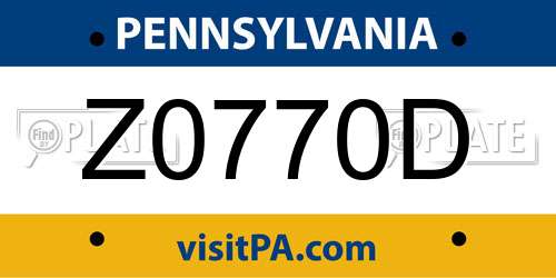 Z0770D Pennsylvania License Plate