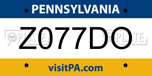 Z077DO Pennsylvania License Plate