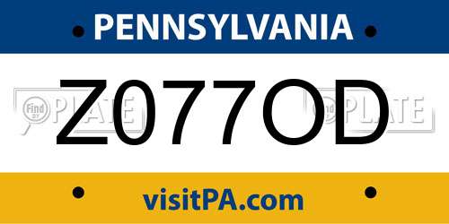 Z077OD Pennsylvania License Plate