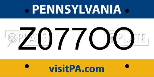 Z077OO Pennsylvania License Plate