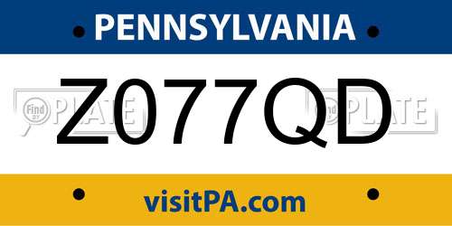 Z077QD Pennsylvania License Plate