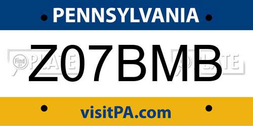 Z07BMB Pennsylvania License Plate