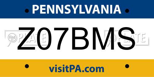 Z07BMS Pennsylvania License Plate