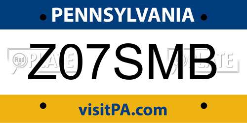 Z07SMB Pennsylvania License Plate