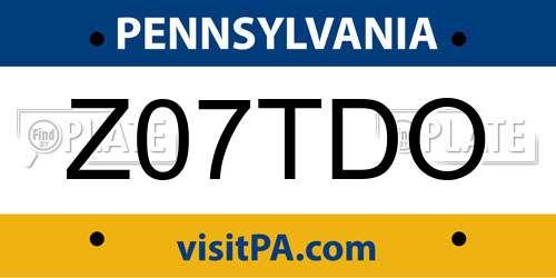 Z07TDO Pennsylvania License Plate