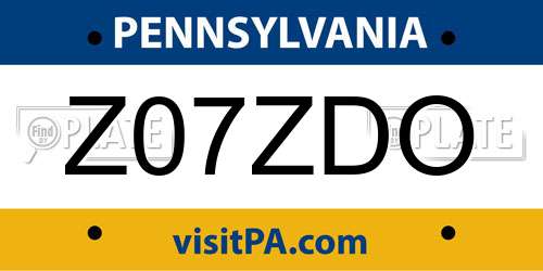Z07ZDO Pennsylvania License Plate
