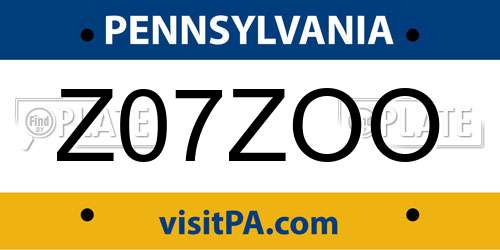 Z07ZOO Pennsylvania License Plate