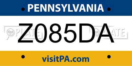 Z085DA Pennsylvania License Plate