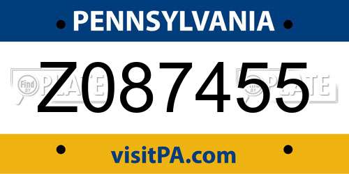 Z087455 Pennsylvania License Plate
