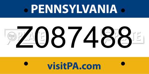Z087488 Pennsylvania License Plate
