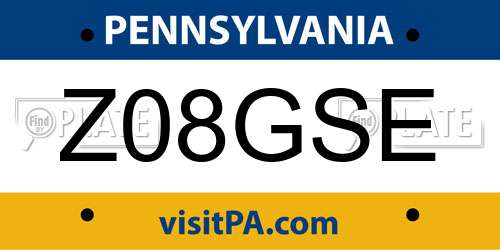 Z08GSE Pennsylvania License Plate