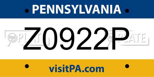 Z0922P Pennsylvania License Plate