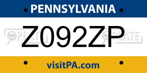 Z092ZP Pennsylvania License Plate