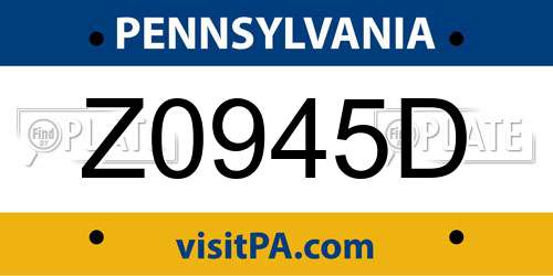 Z0945D Pennsylvania License Plate