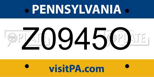 Z0945O Pennsylvania License Plate