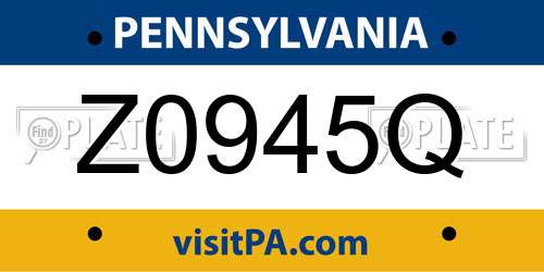 Z0945Q Pennsylvania License Plate