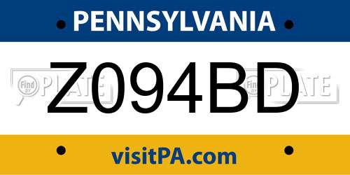Z094BD Pennsylvania License Plate