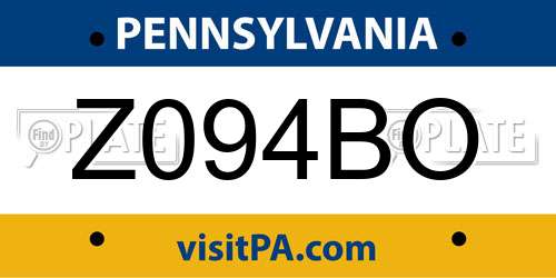 Z094BO Pennsylvania License Plate