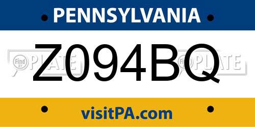 Z094BQ Pennsylvania License Plate