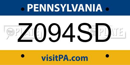 Z094SD Pennsylvania License Plate