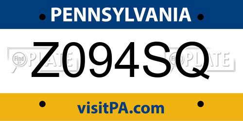 Z094SQ Pennsylvania License Plate