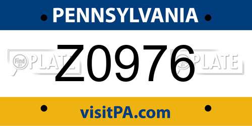 Z0976 Pennsylvania License Plate