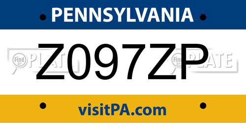 Z097ZP Pennsylvania License Plate