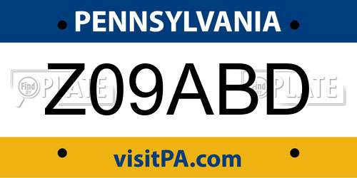 Z09ABD Pennsylvania License Plate