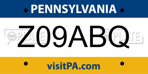 Z09ABQ Pennsylvania License Plate