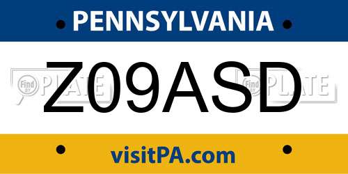 Z09ASD Pennsylvania License Plate