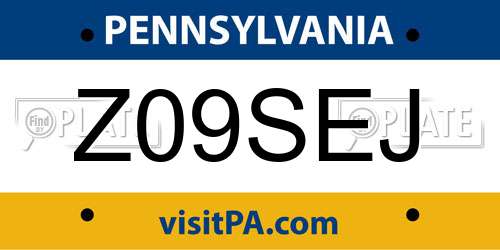 Z09SEJ Pennsylvania License Plate