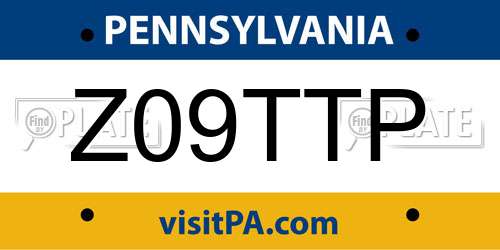 Z09TTP Pennsylvania License Plate