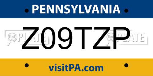 Z09TZP Pennsylvania License Plate